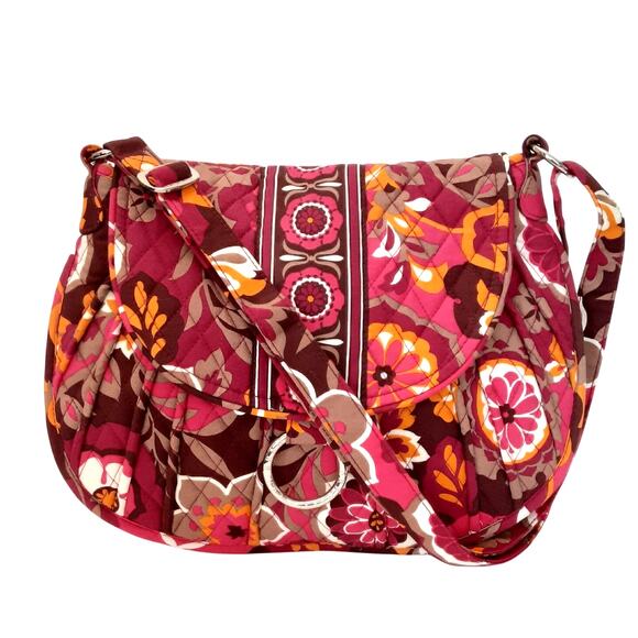 Vera Bradley Saddle Up Crossbody Carnaby Pink Crescent Satchel Messenger Bag - Picture 1 of 14
